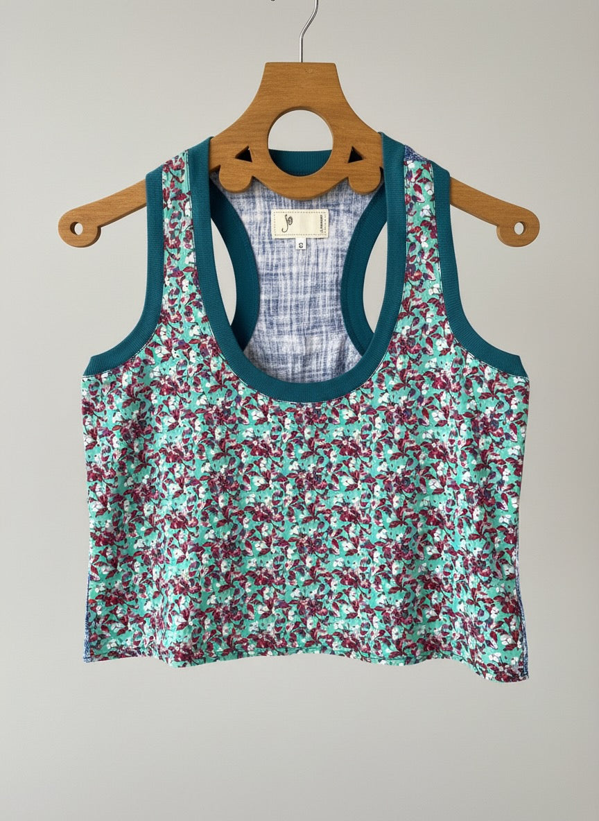 Alicia Teal trim Racer Tank