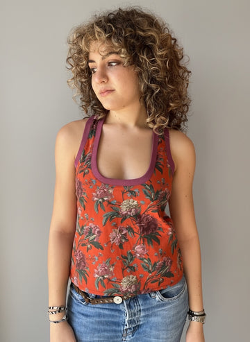 Bev Pink Stripe Racer Tank
