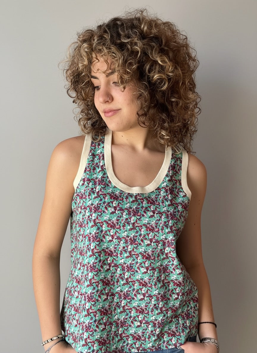 Alicia Creme rib Racer Tank