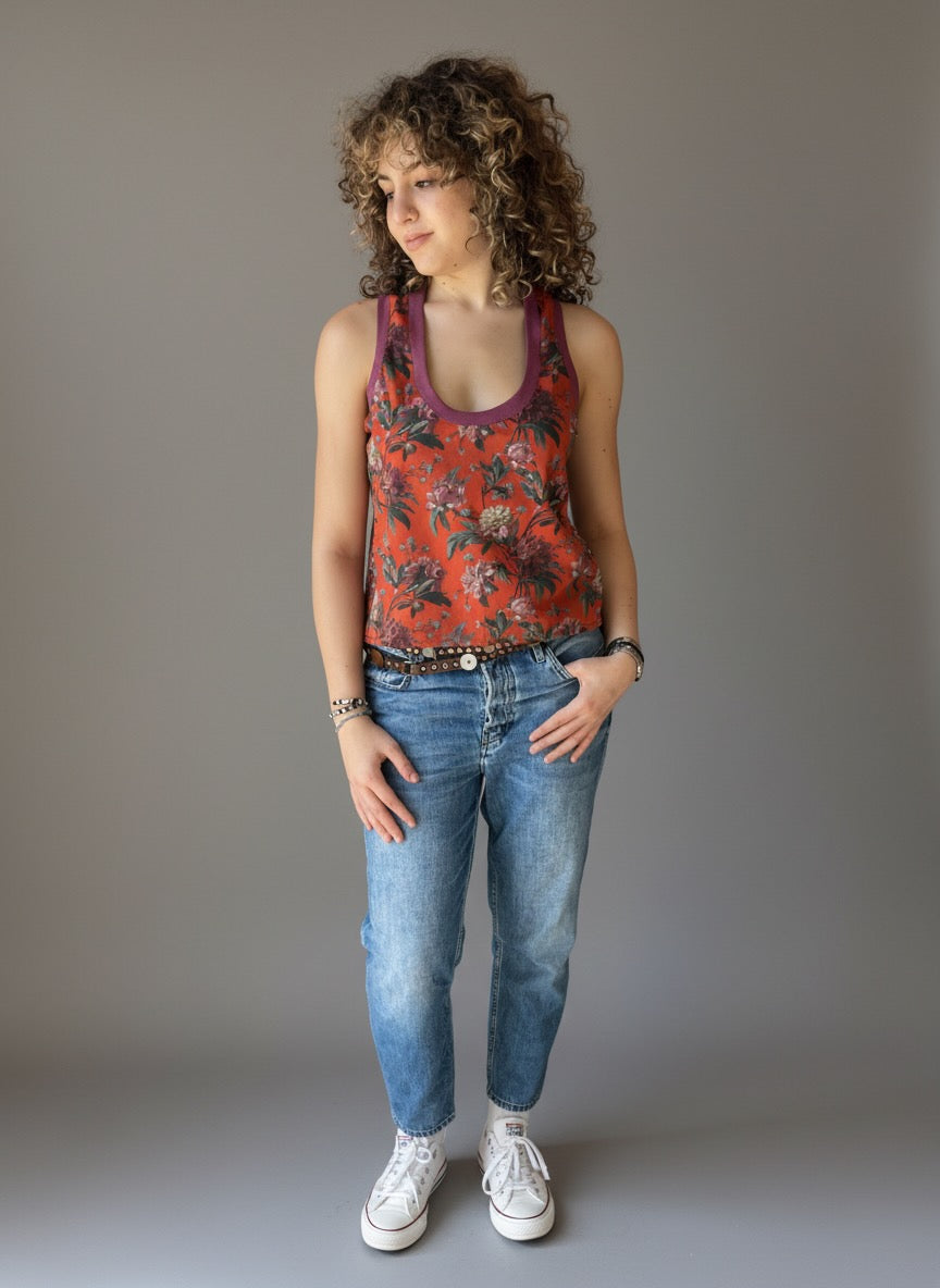 Bev Vintage back Racer Tank