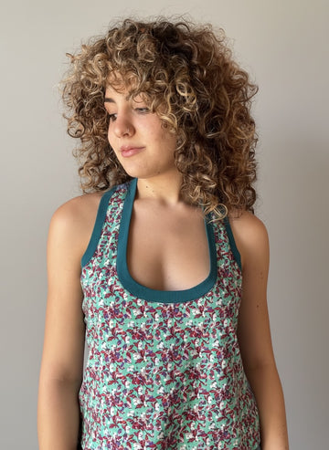 Alicia Teal trim Racer Tank