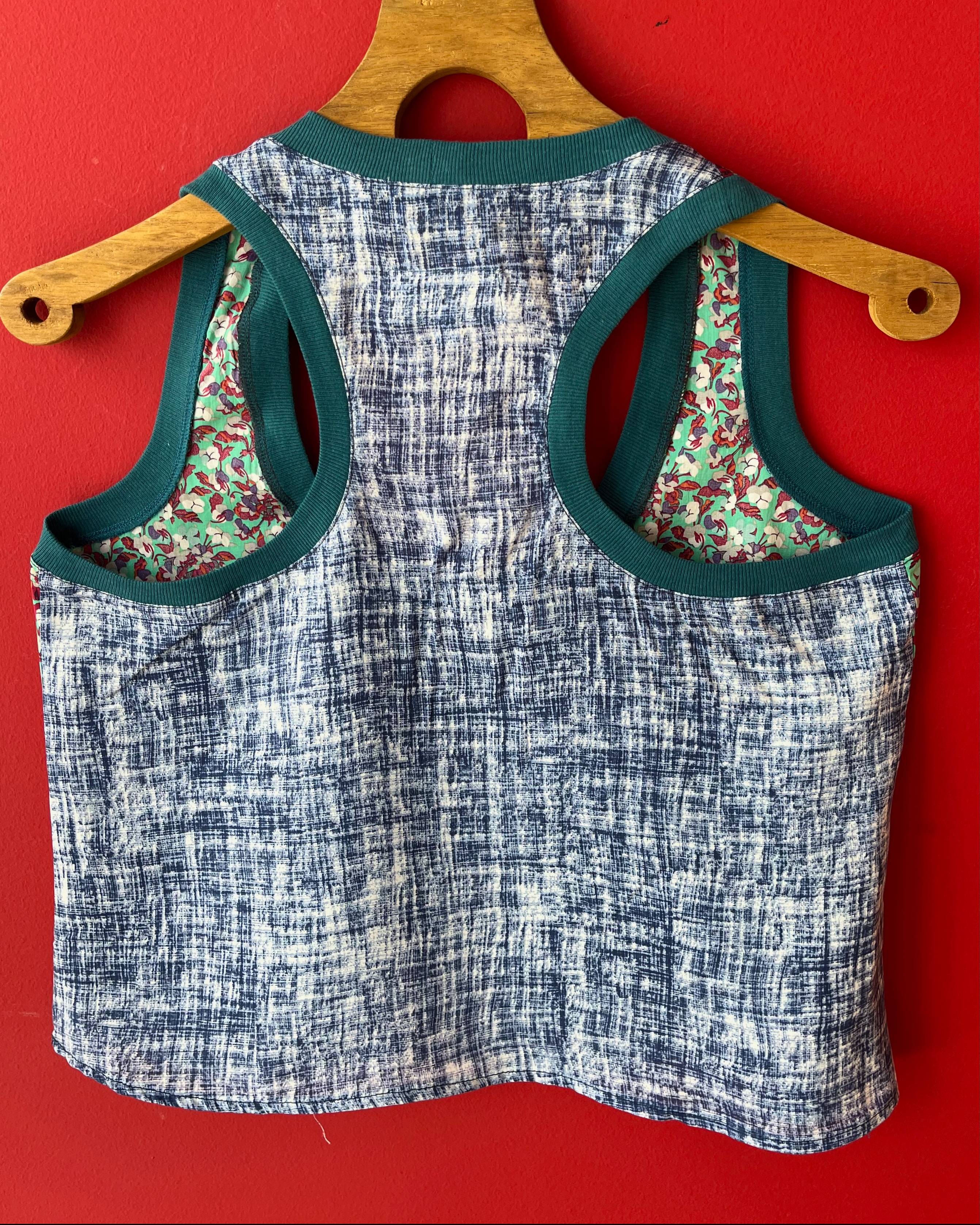 Alicia Teal trim Racer Tank