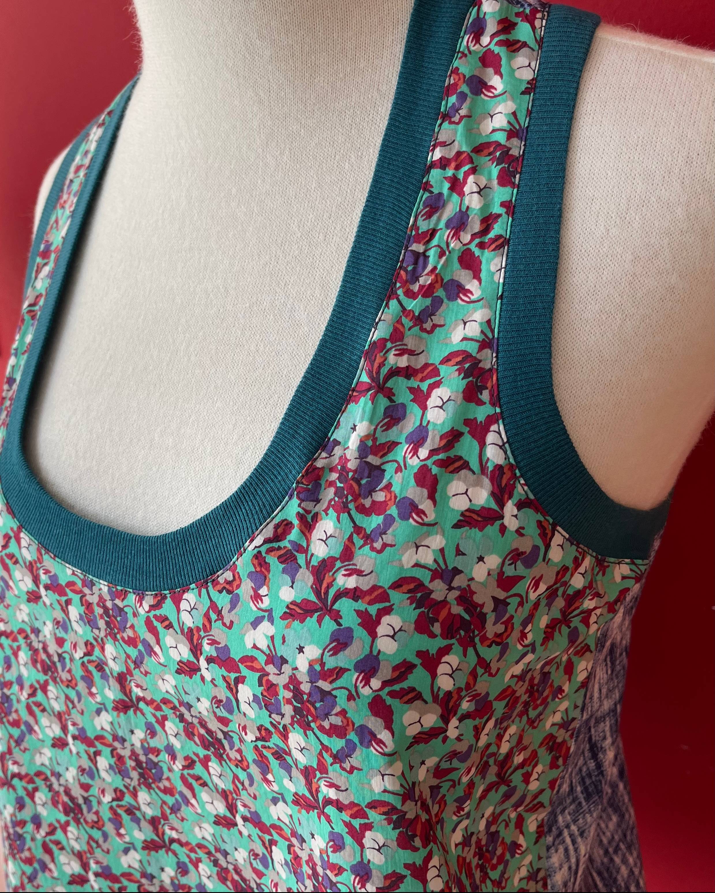Alicia Teal trim Racer Tank