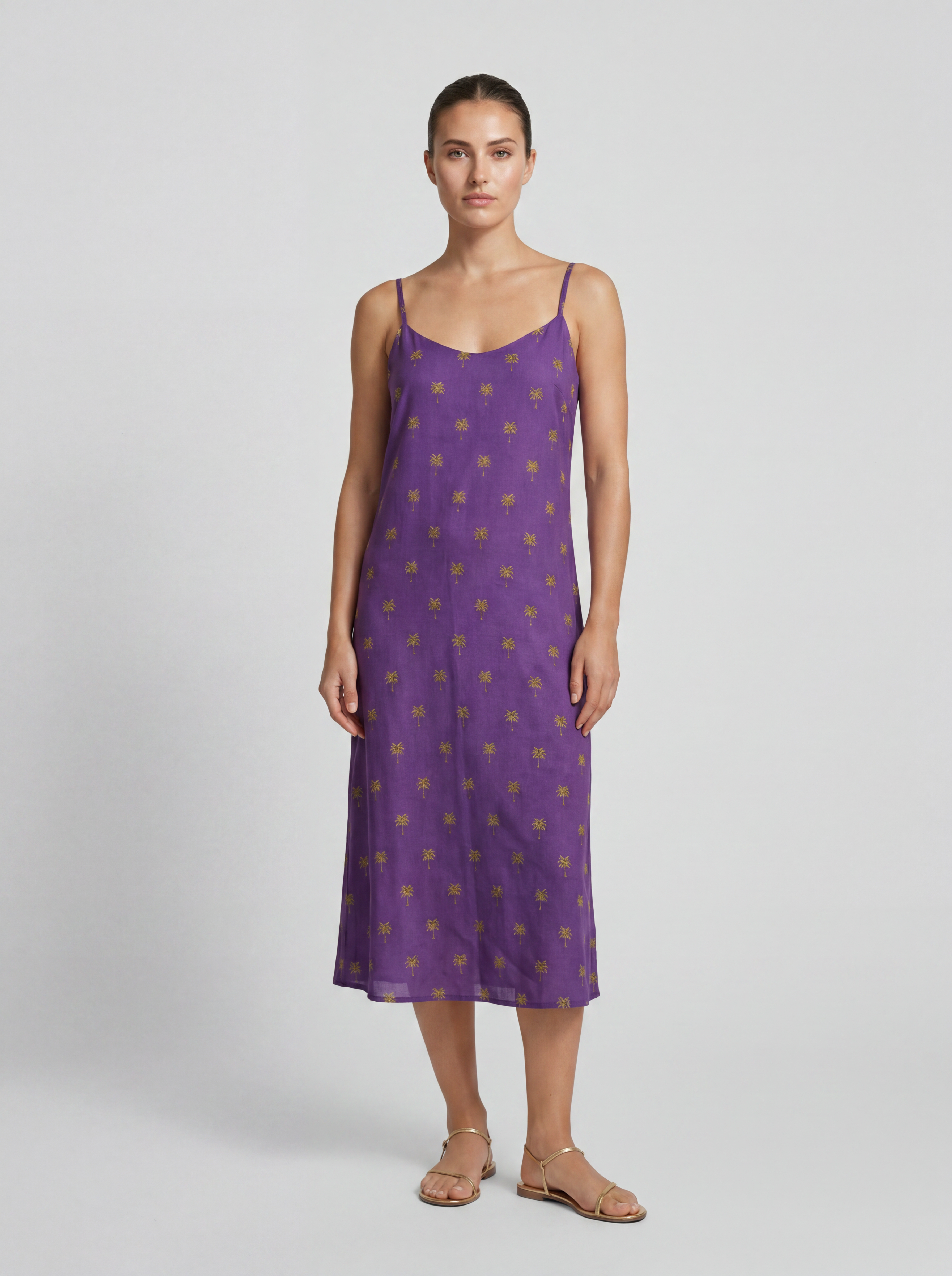Alycia Silk Purple Palm Tree